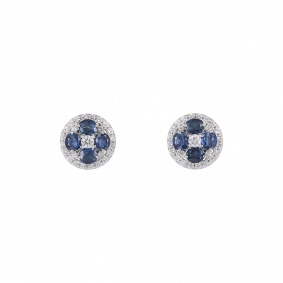 White Gold Diamond And Sapphire Floral Earrings White Gold Diamond And Sapphire Floral Earrings